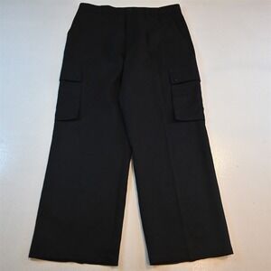 Vtg Y2K ODO 34x30 Black Stripe Baggy Dress Cargo Mens Pants